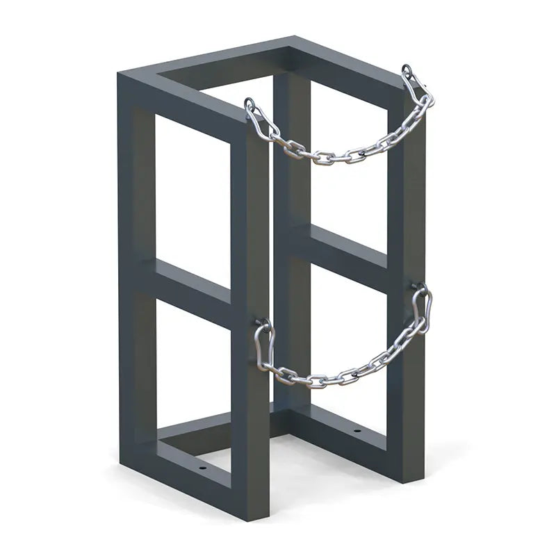 Steel gas cylinder rack model R1X1, single-row storage frame for one compressed gas bottle