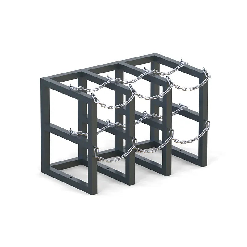 Steel gas cylinder rack R3X2, 3x2 layout for six compressed gas bottles
