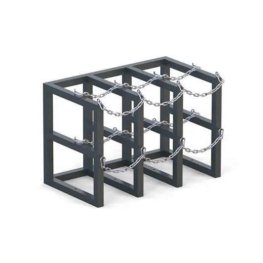 Steel gas cylinder rack R3X2, 3x2 layout for six compressed gas bottles