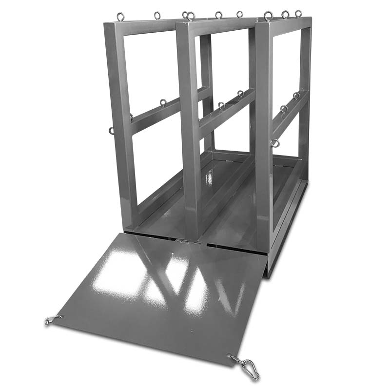 Steel gas cylinder pallet R2X3RPAL, 2x3 configuration shown with open ramp