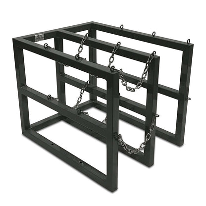 Steel gas cylinder rack R2X3, 2x3 layout for six compressed gas cylinders - side view