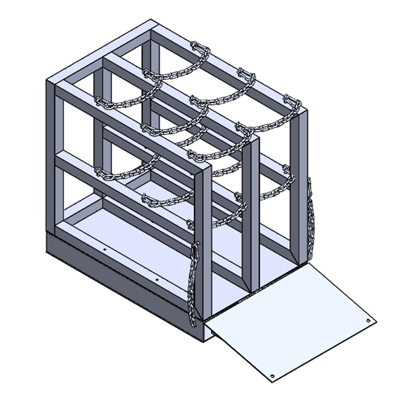 Steel gas cylinder pallet R2X3RPAL, 2x3 configuration with 16-inch loading ramp