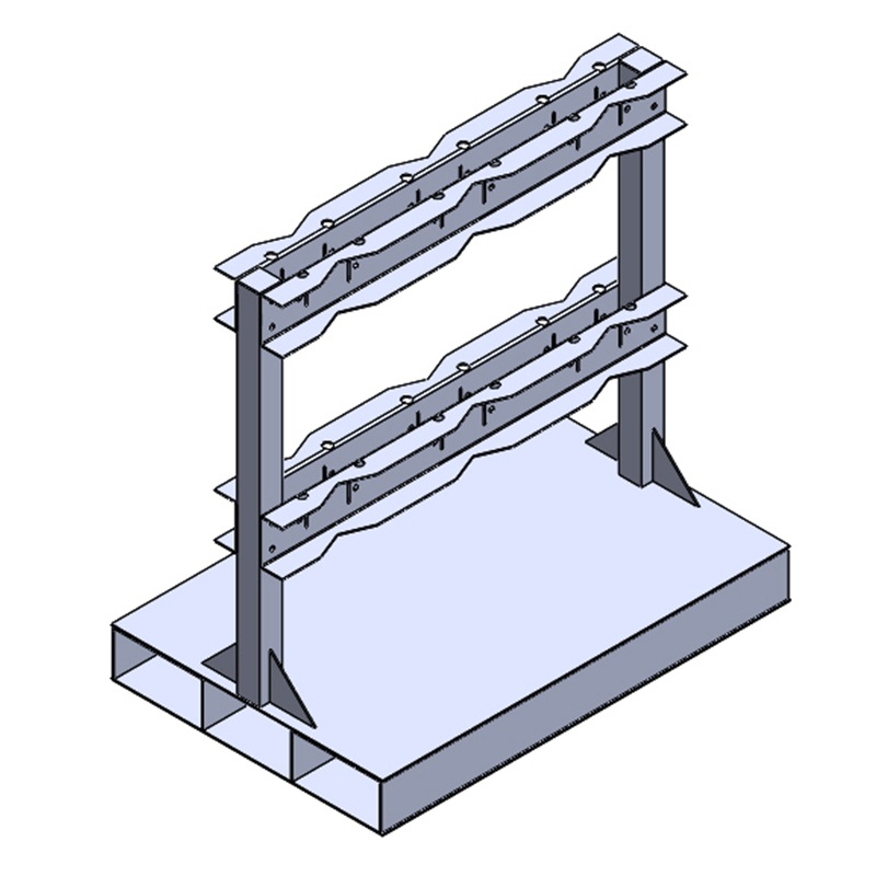 Steel gas cylinder pallet R2X3PAL, 2x3 layout with forklift access and chain restraints