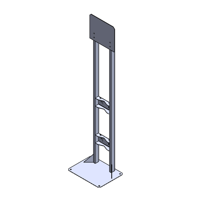 Steel process station gas cylinder rack R1X1P with 11ga steel plate for valve or manifold mounting
