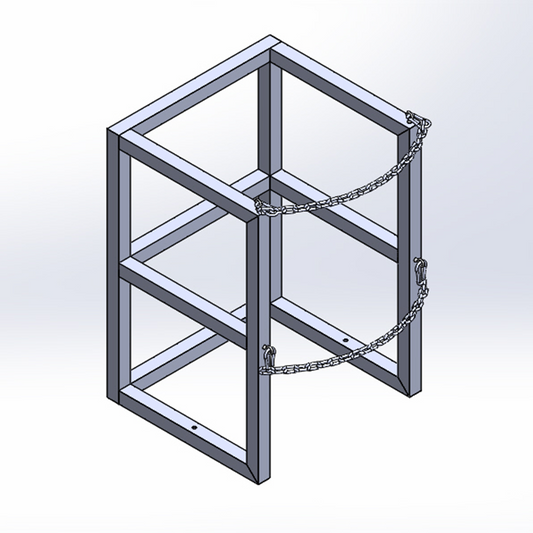 Steel liquid gas cylinder rack R1X22, single 22-inch Dewar tank holder, OSHA compliant