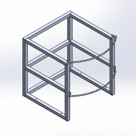 Steel liquid gas cylinder rack R1X33, single 33-inch Dewar tank holder, powder-coated gray finish