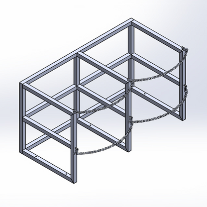 Heavy-duty liquid gas cylinder rack R2X33, dual 33-inch cryogenic tank holder
